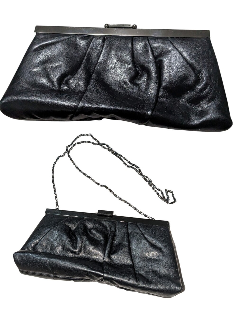 Vintage Gunne Sax Black Satin Kiss Lock Clutch Purse Evening Bag Jessica McClint